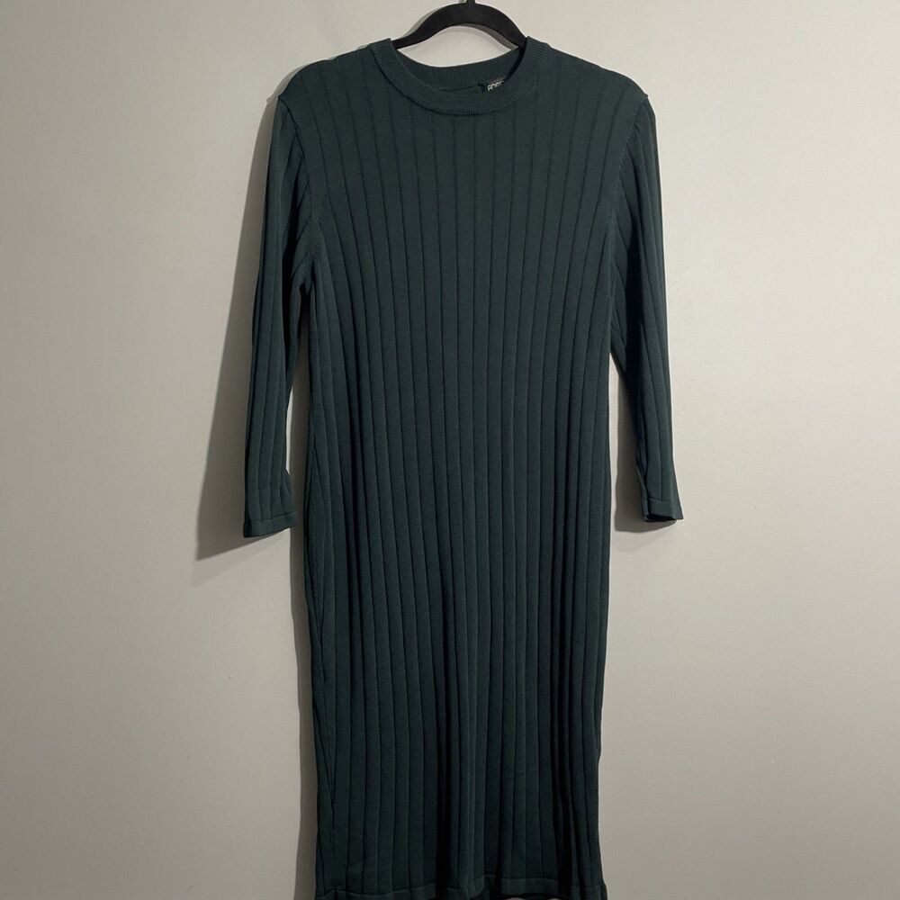 Forever 21 Green Ribbed Dress Women’s Long Sleeve Bodycon Casual 1X